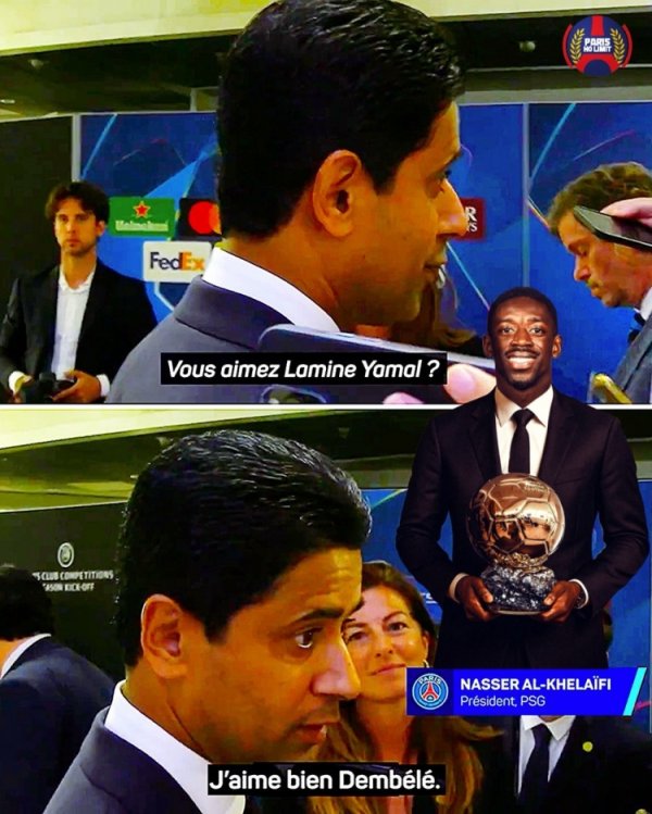 心爱亚马尔吗？纳赛尔：我心爱登贝莱，他皆备是金球奖热点