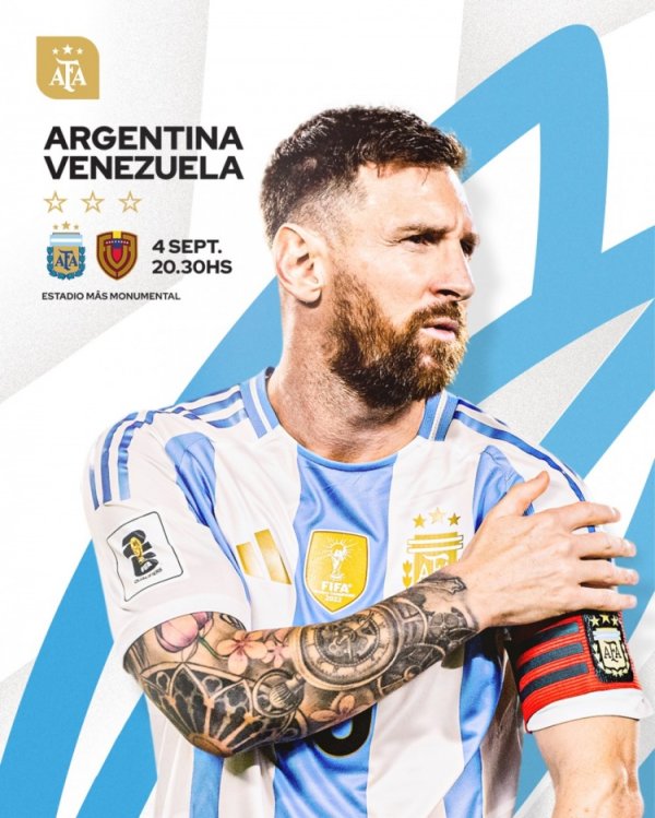 阿根廷队发布对阵委内瑞拉海报：队长梅西单东说念主出镜