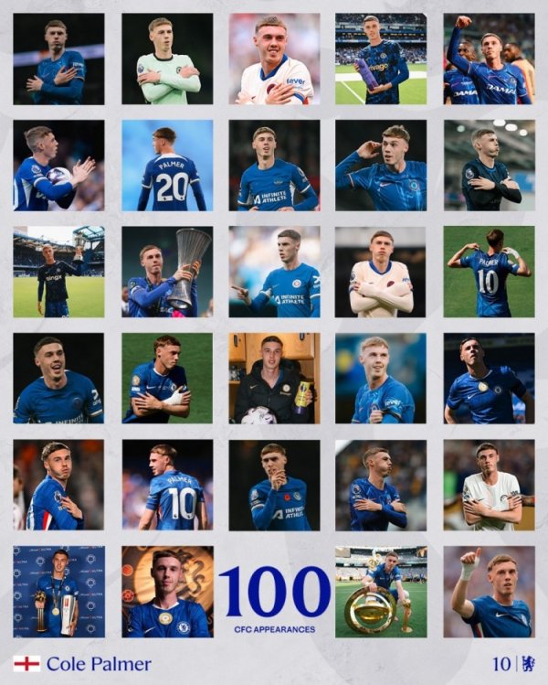 4700万欧购入已45球28助攻！切尔西官推牵记帕尔默百场里程碑