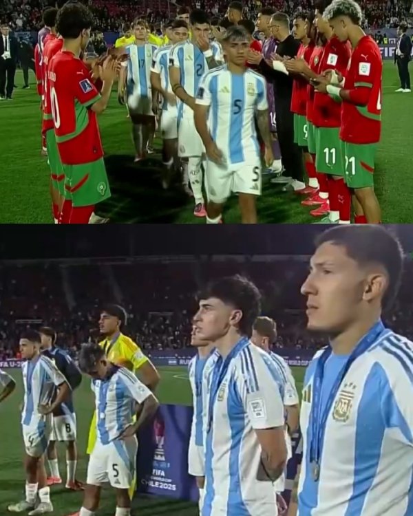 相互尊重！摩洛哥排队致意阿根廷，阿根廷球员不雅看授奖典礼未退场