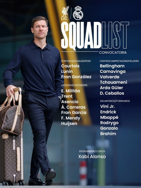 将战赤军！皇马名单：姆巴佩领衔，阿诺德战旧主，马斯坦托诺伤缺