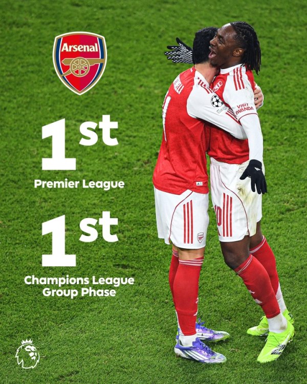 咱们阿森纳是弗成驯顺的！枪手欧冠全胜领跑，英超6分上风领跑