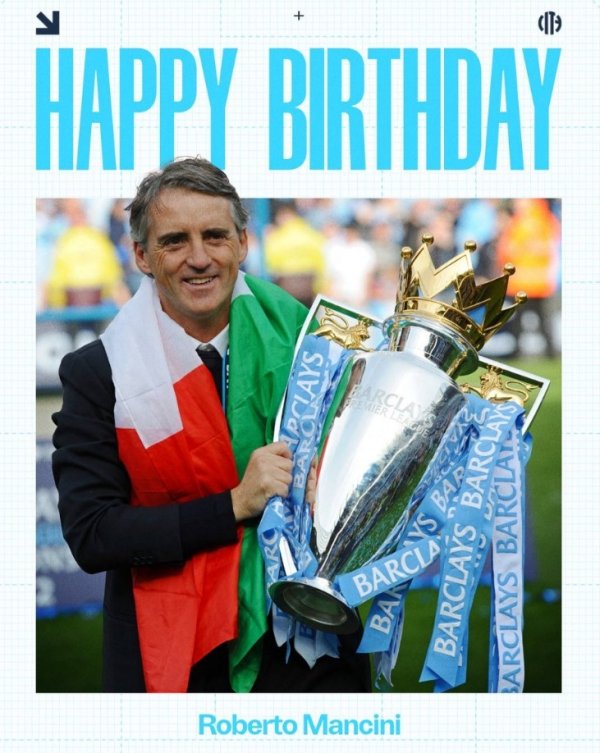 曾率队夺得三项冠军，曼城官推晒照祝名帅曼奇尼61岁诞辰好意思瞻念