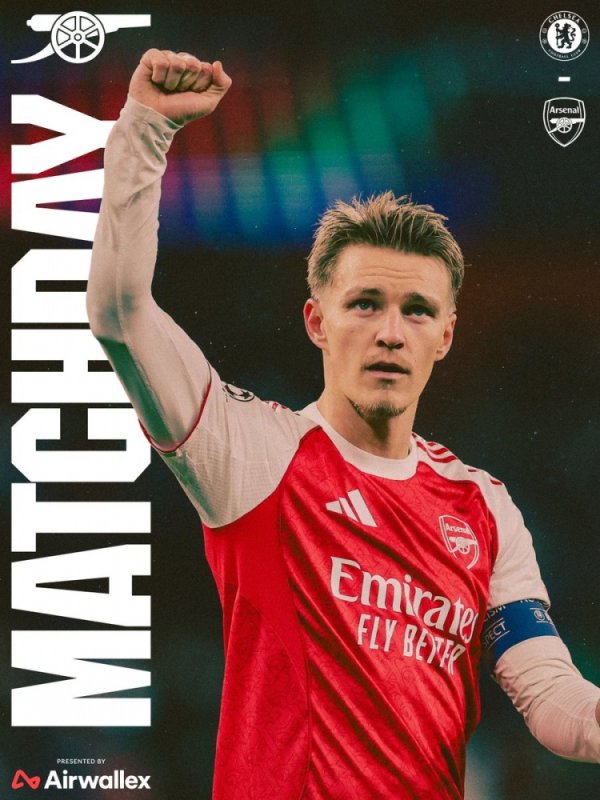 阿森纳客战切尔西海报：厄德高单东说念主出镜