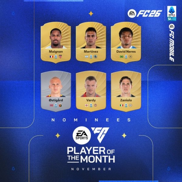 意甲11月最好球员候选：迈尼昂、劳塔罗、瓦尔迪、扎尼奥洛在列